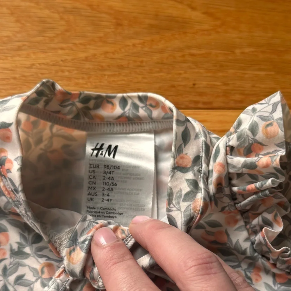 H&M Peach and Gray Floral Swimsuit